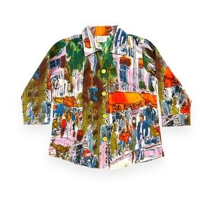 Michael Leu Vintage French Portrait Cafe Parisian Sketch Doodle Water Color L